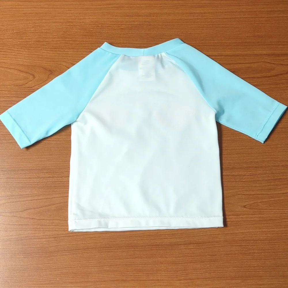 3/$20🌟 Gymboree Baby Blue White Mermaid Short Sleeve Rashguard Size 3-6 months